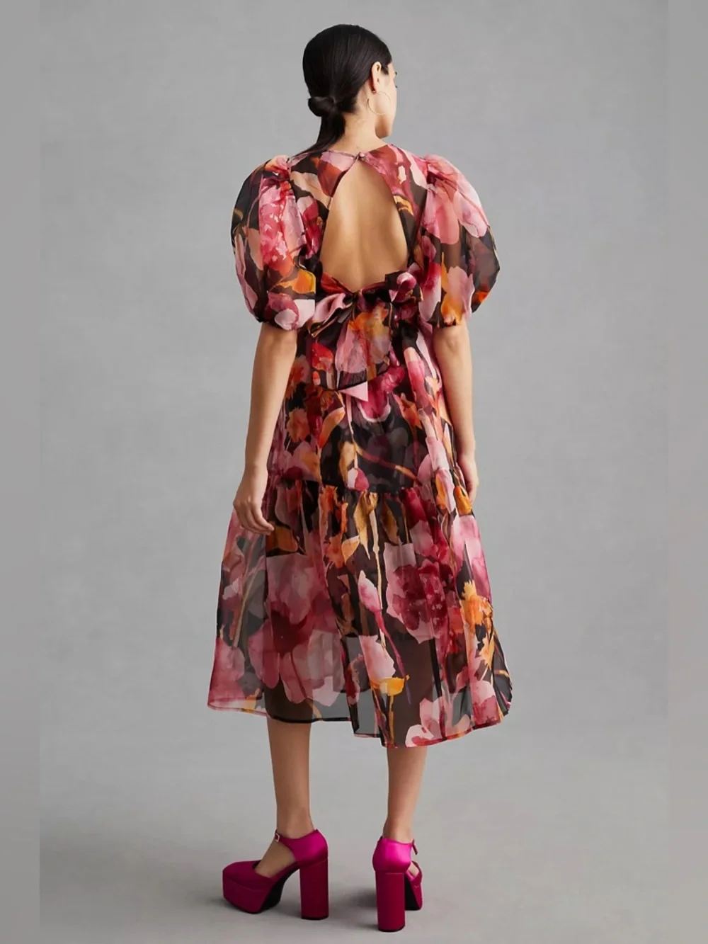 By Anthropologie Puff-Sleeve Organza Midi Dress - Picture 3 of 9